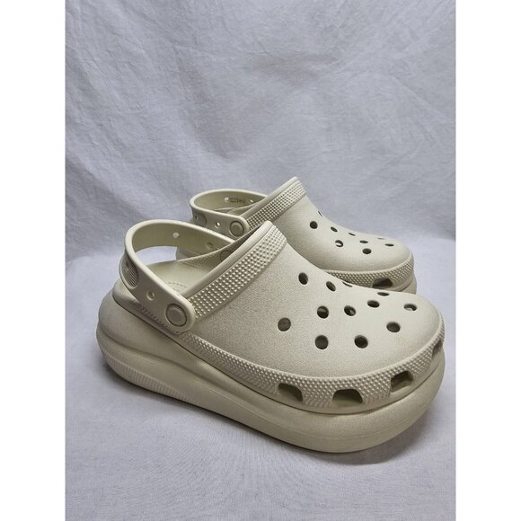 CROCS Classic Crush Clog Bone Tan Slip On Platform Sandal Women's Size 7/ Mens 5 - Picture 2 of 16